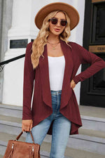 Open Front Long Sleeve Cardigan - Ladyez