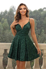 Sequin Spaghetti Strap Dress - Ladyez