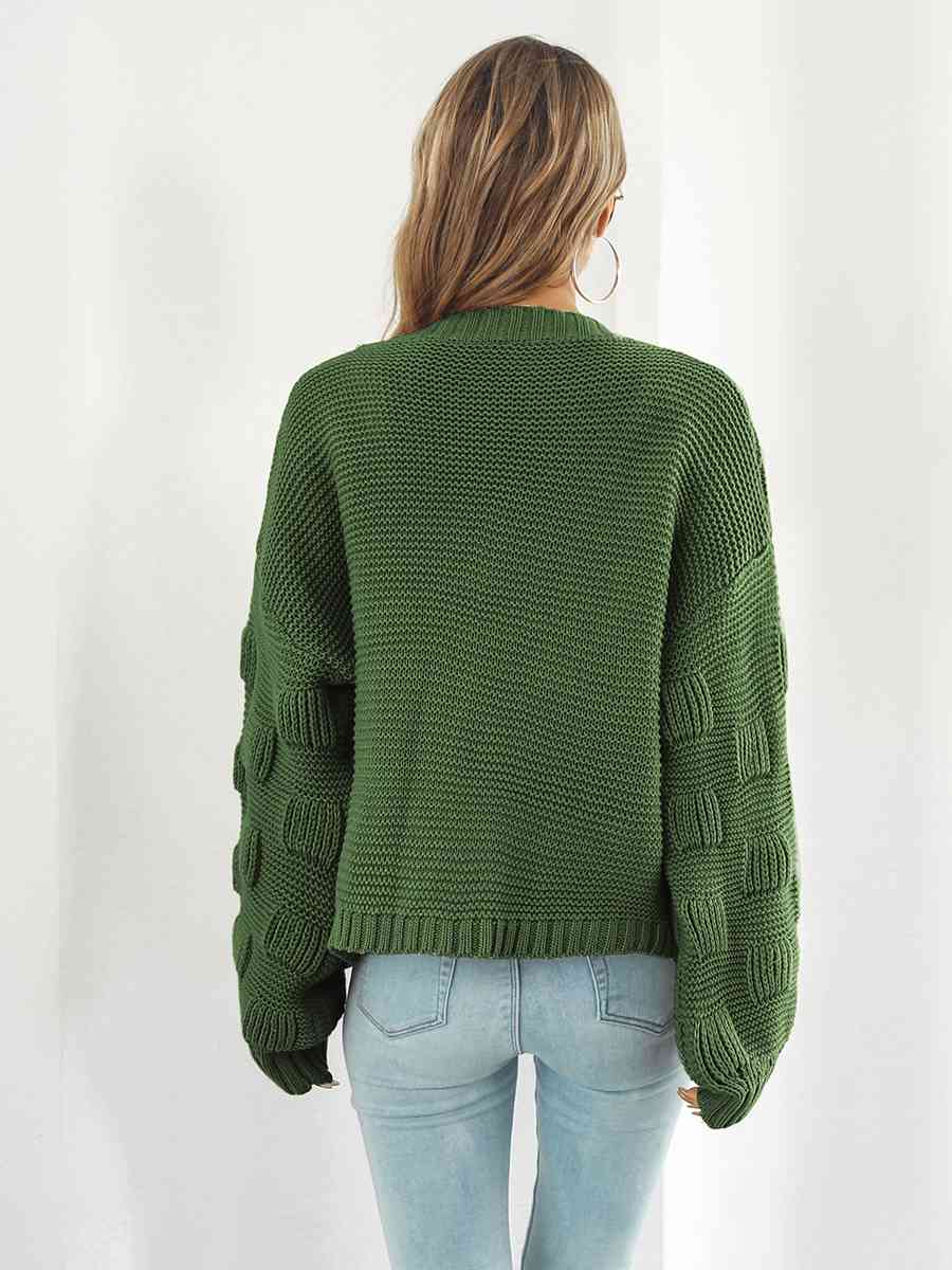 Open Front Ribbed Trim Cardigan - Ladyez