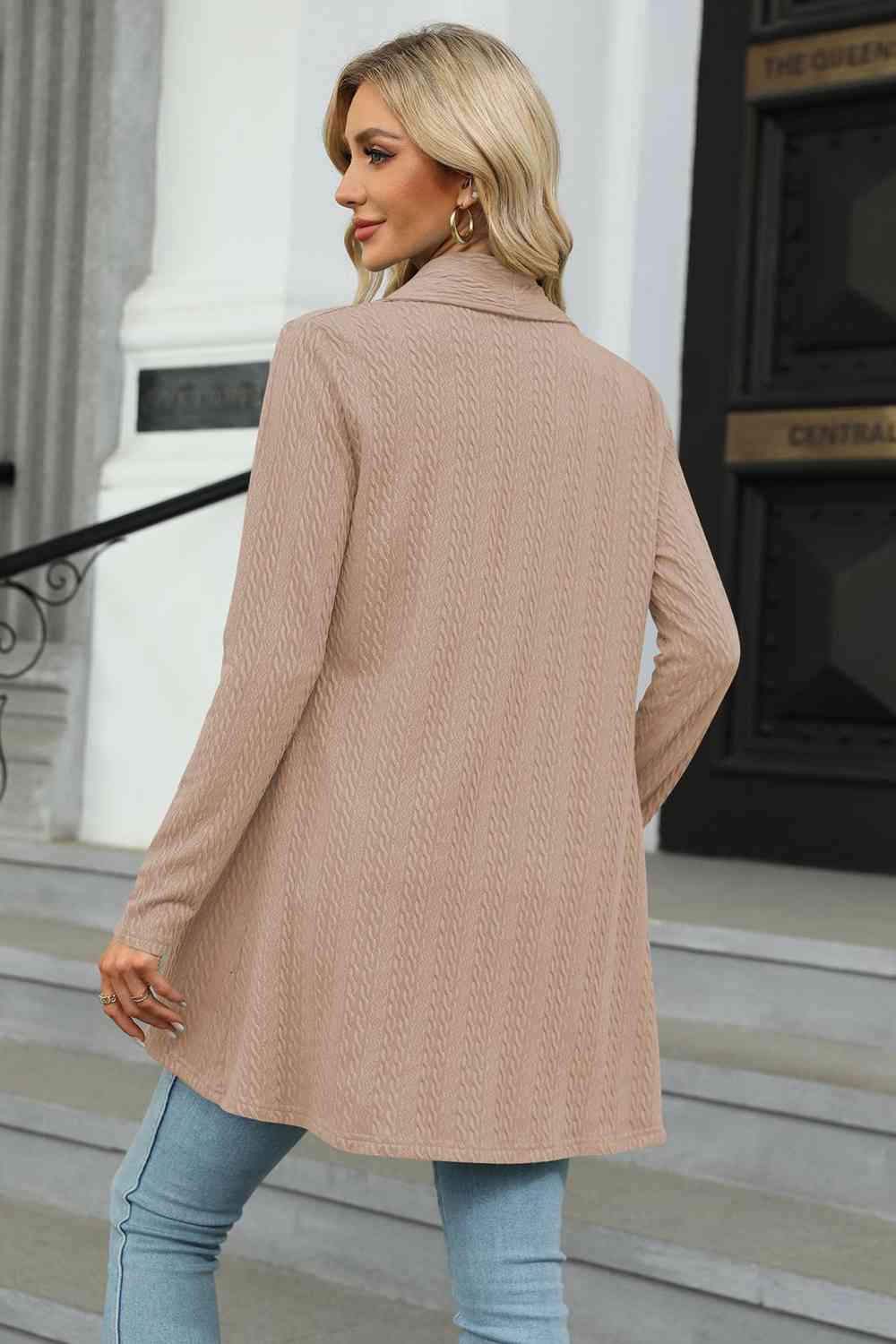 Open Front Long Sleeve Cardigan - Ladyez