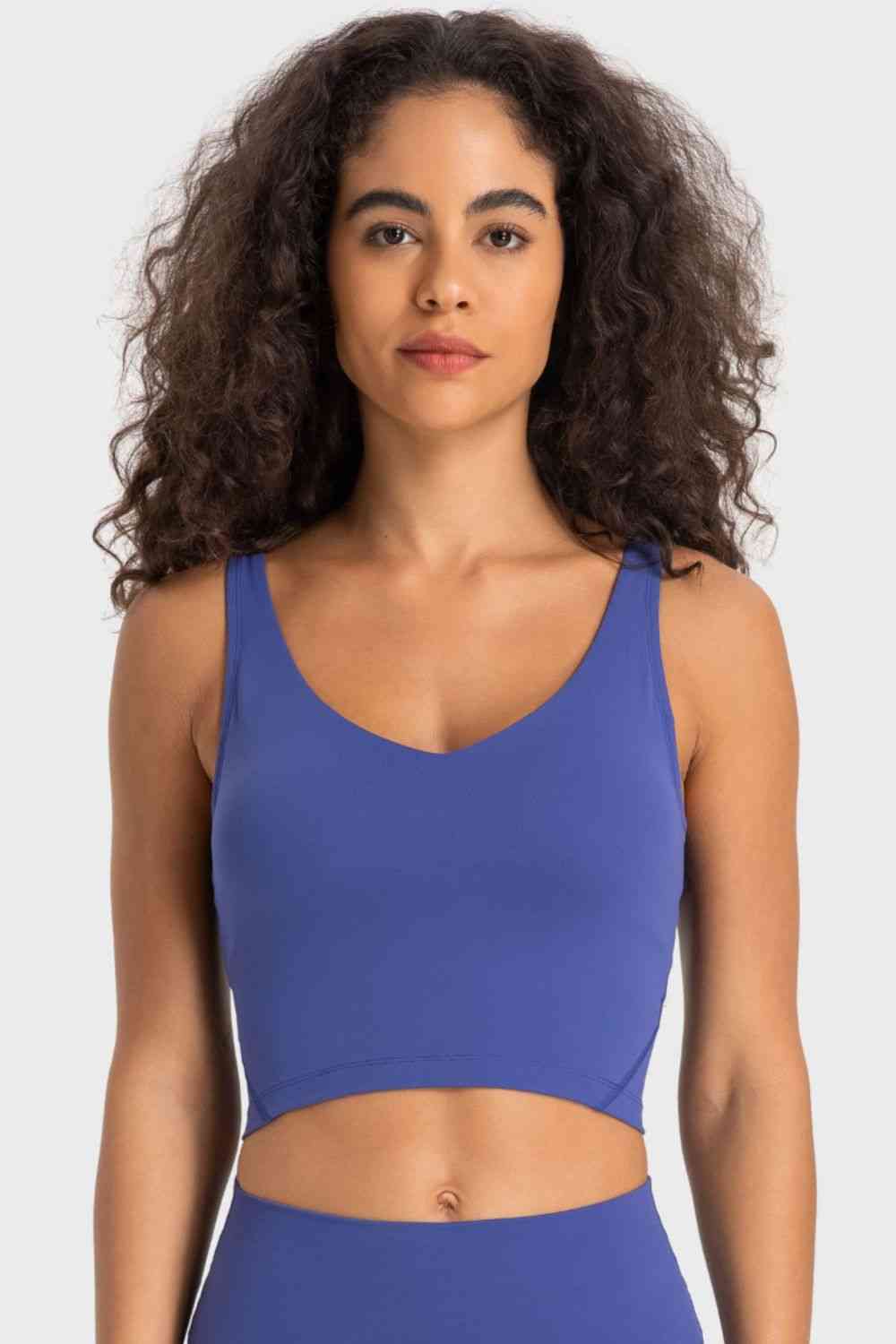 Deep V-Neck Crop Sports Bra - Ladyez