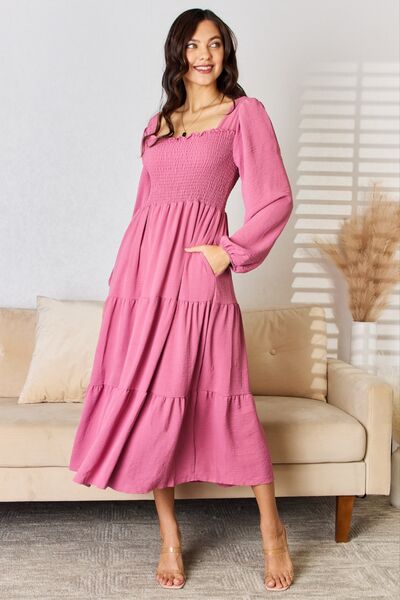 Culture Code Full Size Ruffle Trim Smocked Tiered Dress - Ladyez