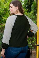 Plus Size Floral Waffle-Knit Round Neck Blouse - Ladyez