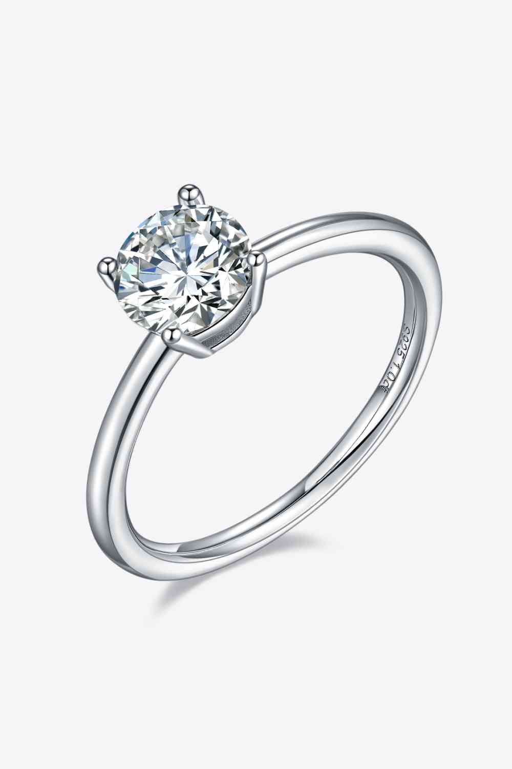 1 Carat Moissanite 925 Sterling Silver Solitaire Ring - Ladyez