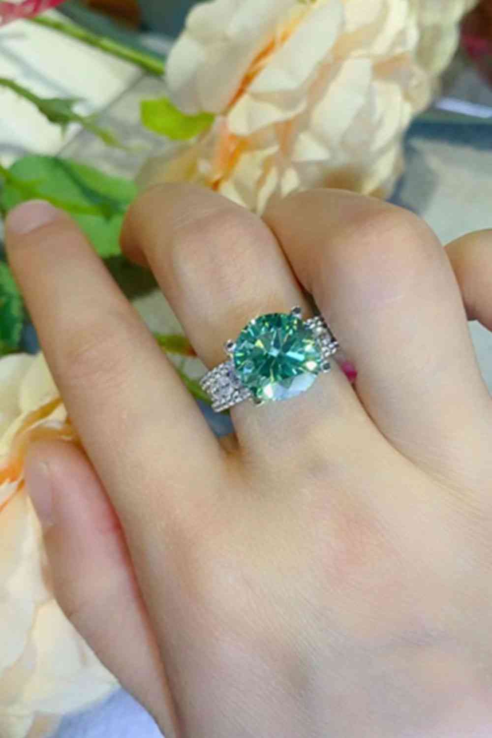 5 Carat Moissanite 4-Prong Wide Band Ring - Ladyez