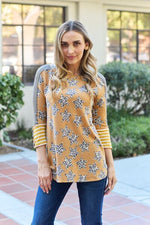 Celeste Design Full Size Leopard Star Contrast Top - Ladyez