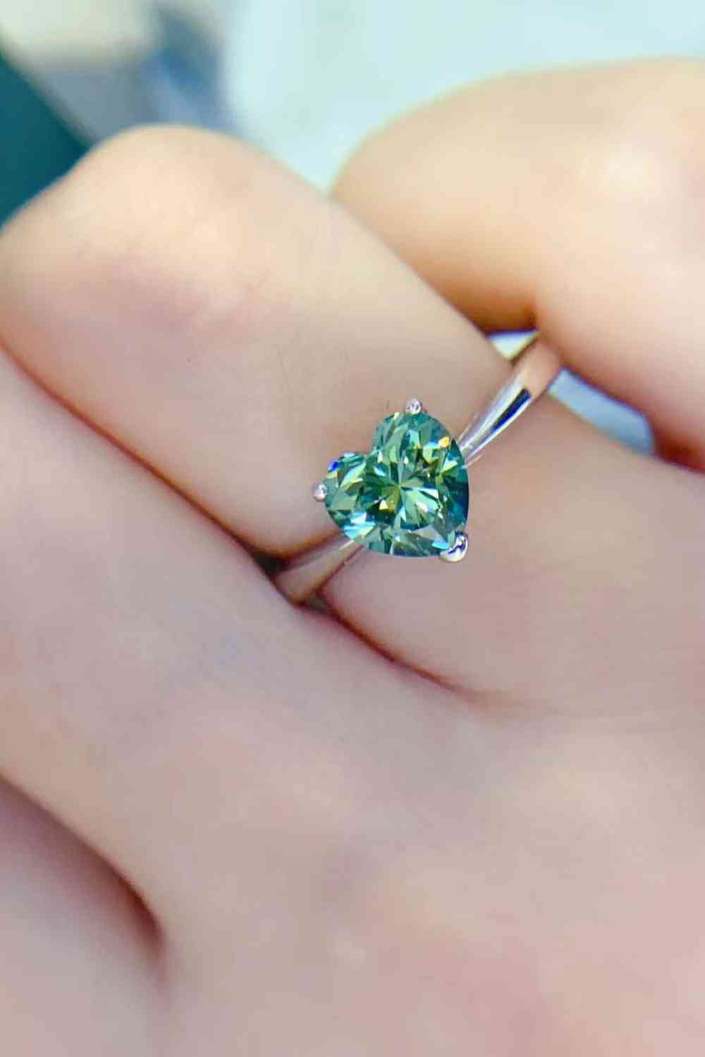 1 Carat Moissanite Heart 925 Sterling Silver Ring - Ladyez