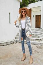 Woven Right Two-Tone Open Front Fuzzy Longline Cardigan - Ladyez