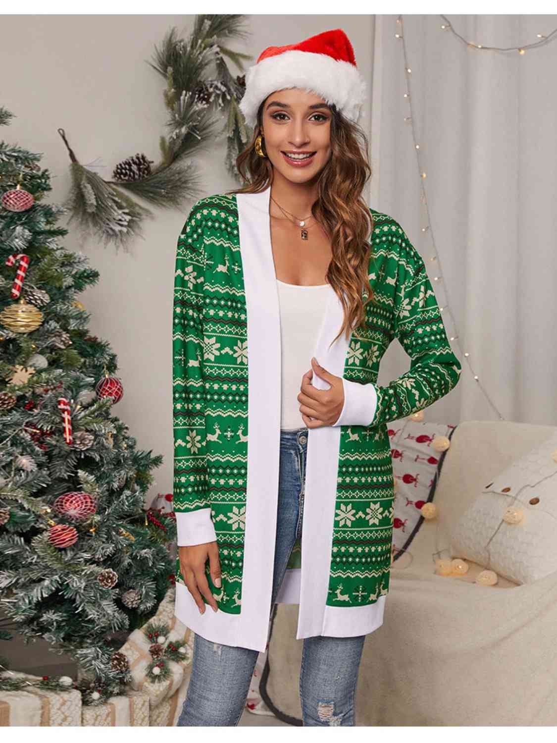 Christmas Open Front Cardigan - Ladyez