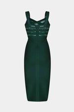 Sleeveless Spliced Mesh Midi Bandage Dress - Ladyez