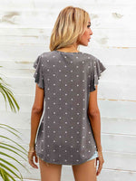 Round Neck Butterfly Sleeve Top - Ladyez