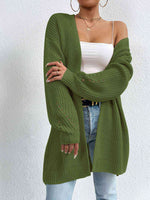Open Front Dropped Shoulder Slit Cardigan - Ladyez