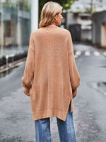 Long Sleeve Waffle-Knit Cardigan - Ladyez
