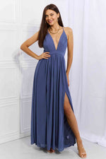 OneTheLand Captivating Muse Open Crossback Maxi Dress - Ladyez