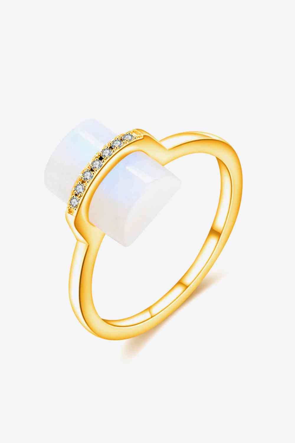 Natural Moonstone Platinum-Plated Ring - Ladyez