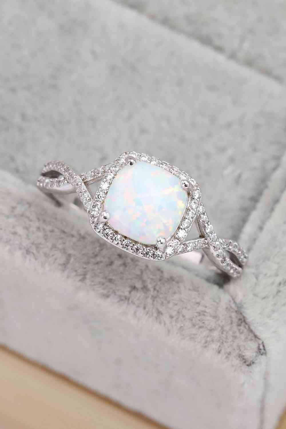 Opal Contrast Crisscross Ring - Ladyez
