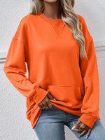 Round Neck Long Sleeve Sweatshirt - Ladyez