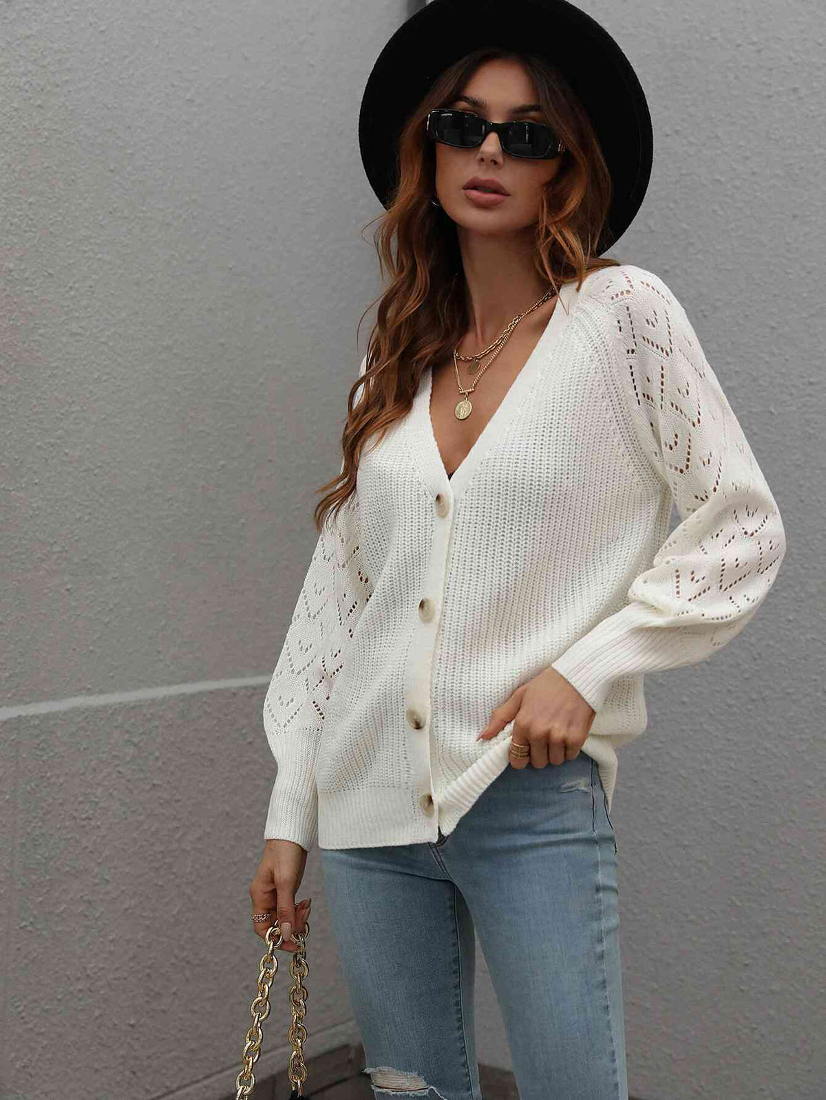 Double Take Rib-Knit Plunge Raglan Sleeve Cardigan - Ladyez