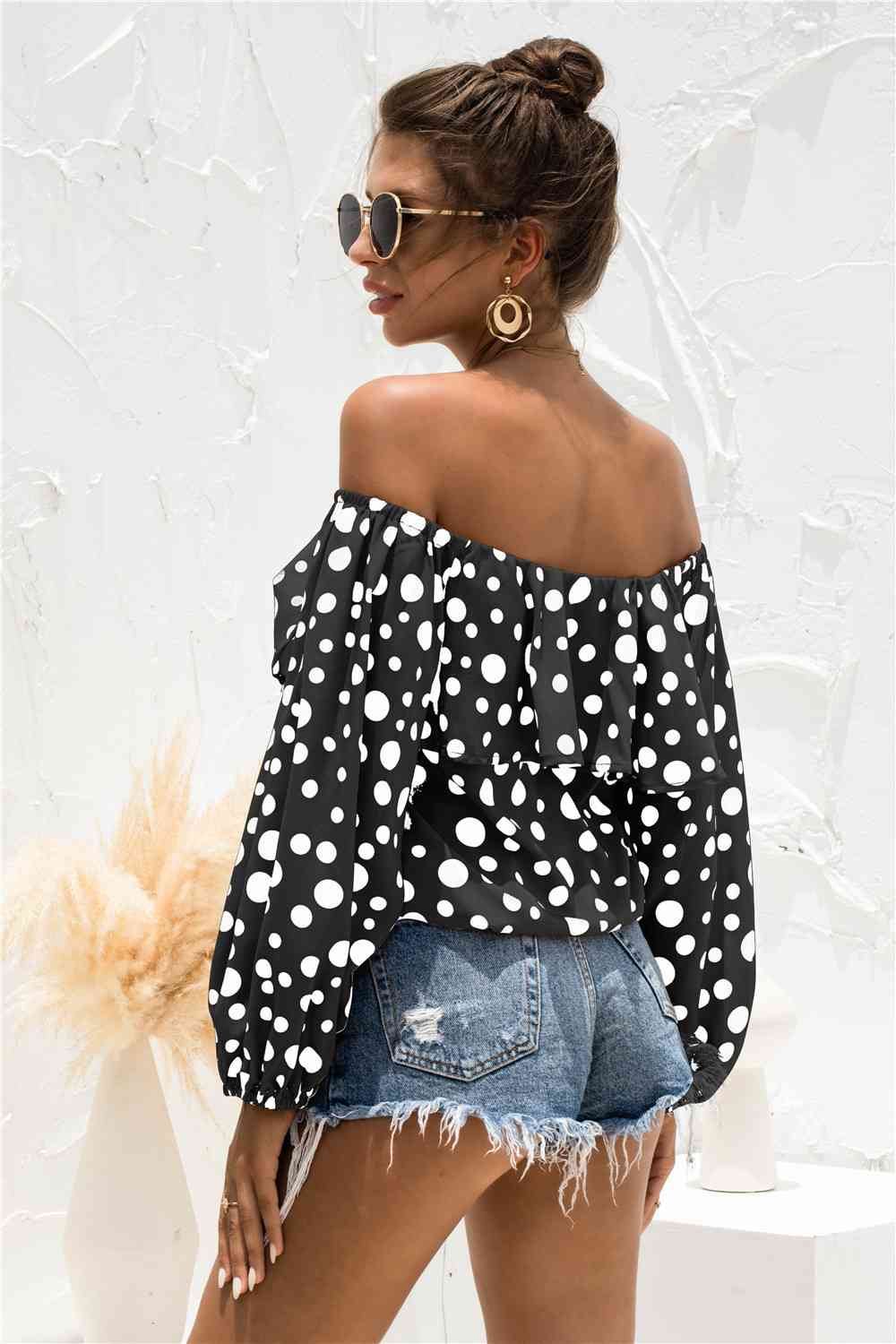 Polka Dot Off-Shoulder Layered Blouse - Ladyez