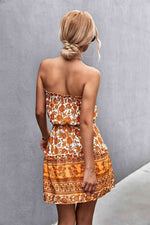 Bohemian Frill Trim Strapless Dress - Ladyez