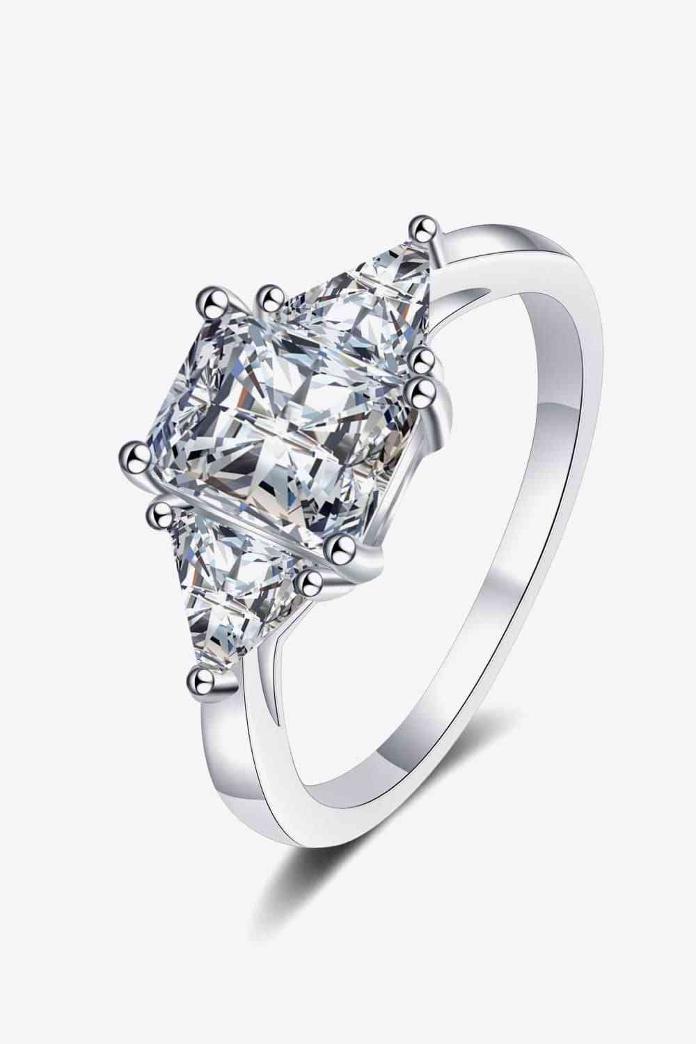 3 Carat Moissanite 925 Sterling Silver Rhodium-Plated Ring - Ladyez