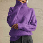 Geometric Turtleneck Long Sleeve Sweater - Ladyez