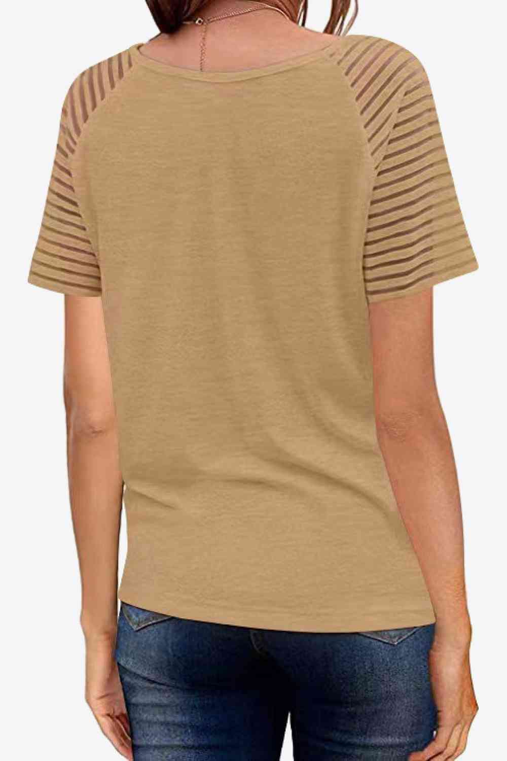 V-Neck Raglan Sleeve Tee - Ladyez