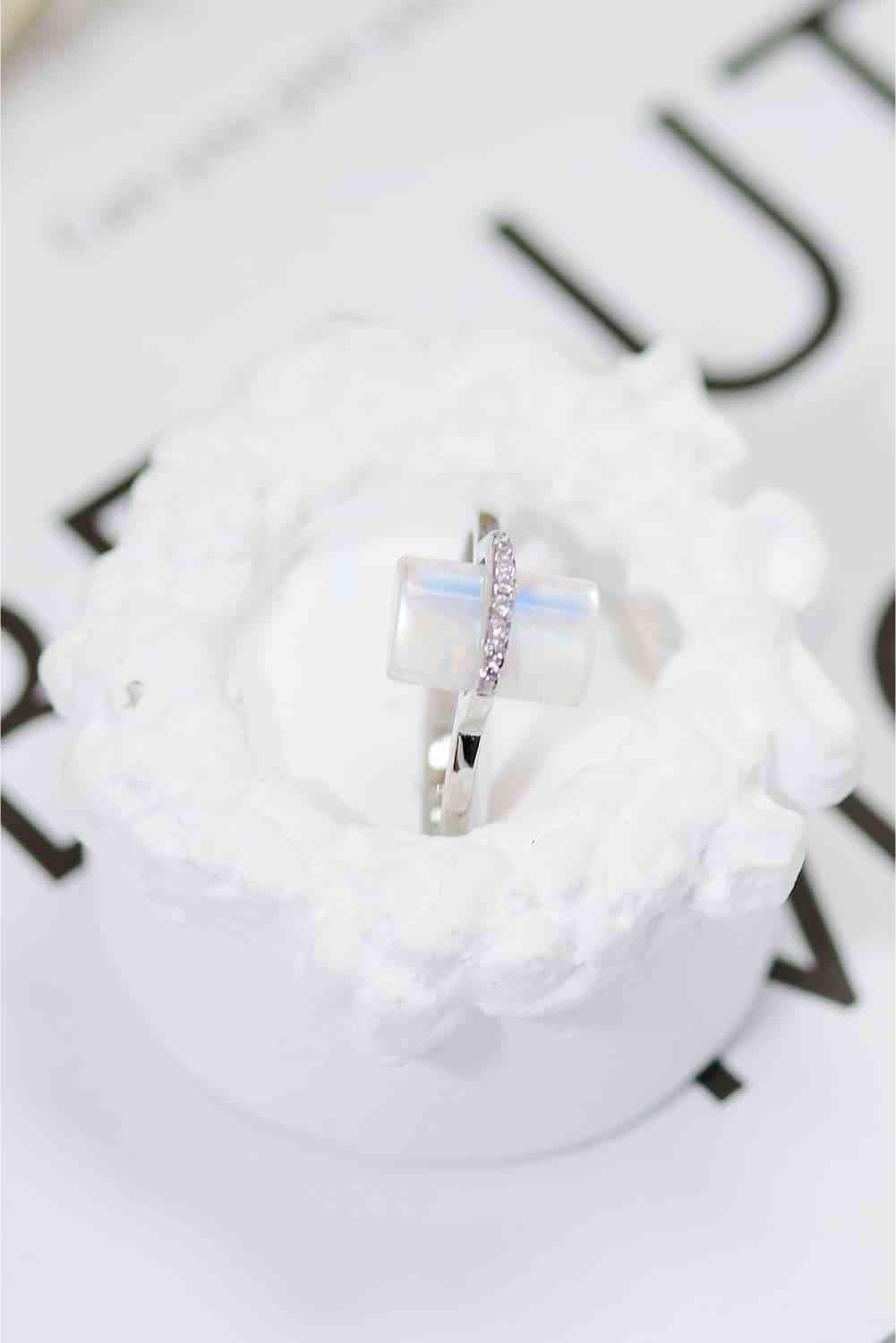 Natural Moonstone Platinum-Plated Ring - Ladyez