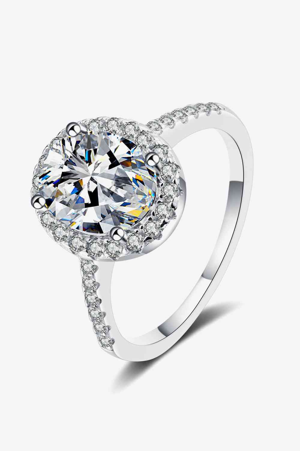 2 Carat Moissanite 925 Sterling Silver Halo Ring - Ladyez