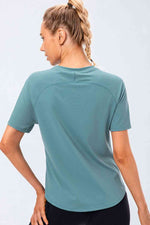 Round Neck Raglan Sleeve Active Tee - Ladyez