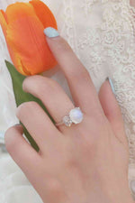 High Quality Natural Moonstone 925 Sterling Silver Three Stone Ring - Ladyez