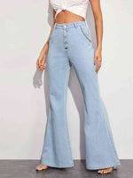 Button Fly Wide Leg Jeans - Ladyez