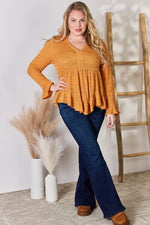 Hailey & Co Full Size V-Neck Flounce Sleeve Blouse - Ladyez