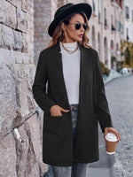 Open Front Long Sleeve Blazer - Ladyez