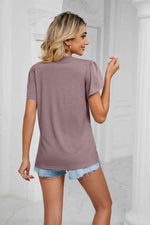 Contrast Trim Petal Sleeve V-Neck Top - Ladyez