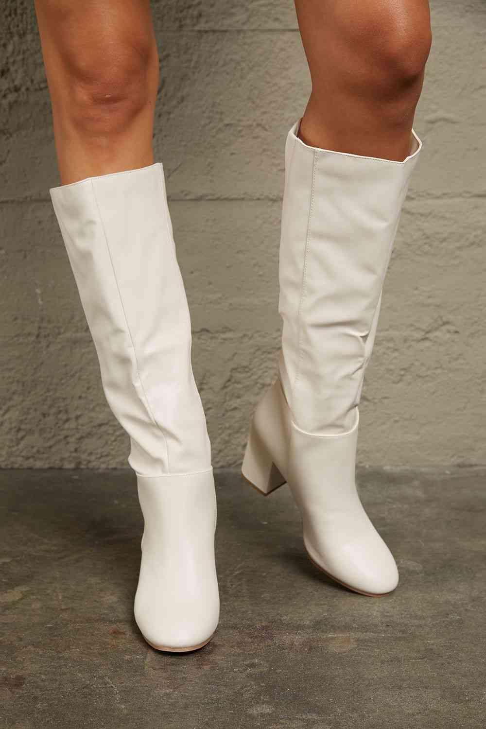 East Lion Corp Block Heel Knee High Boots - Ladyez