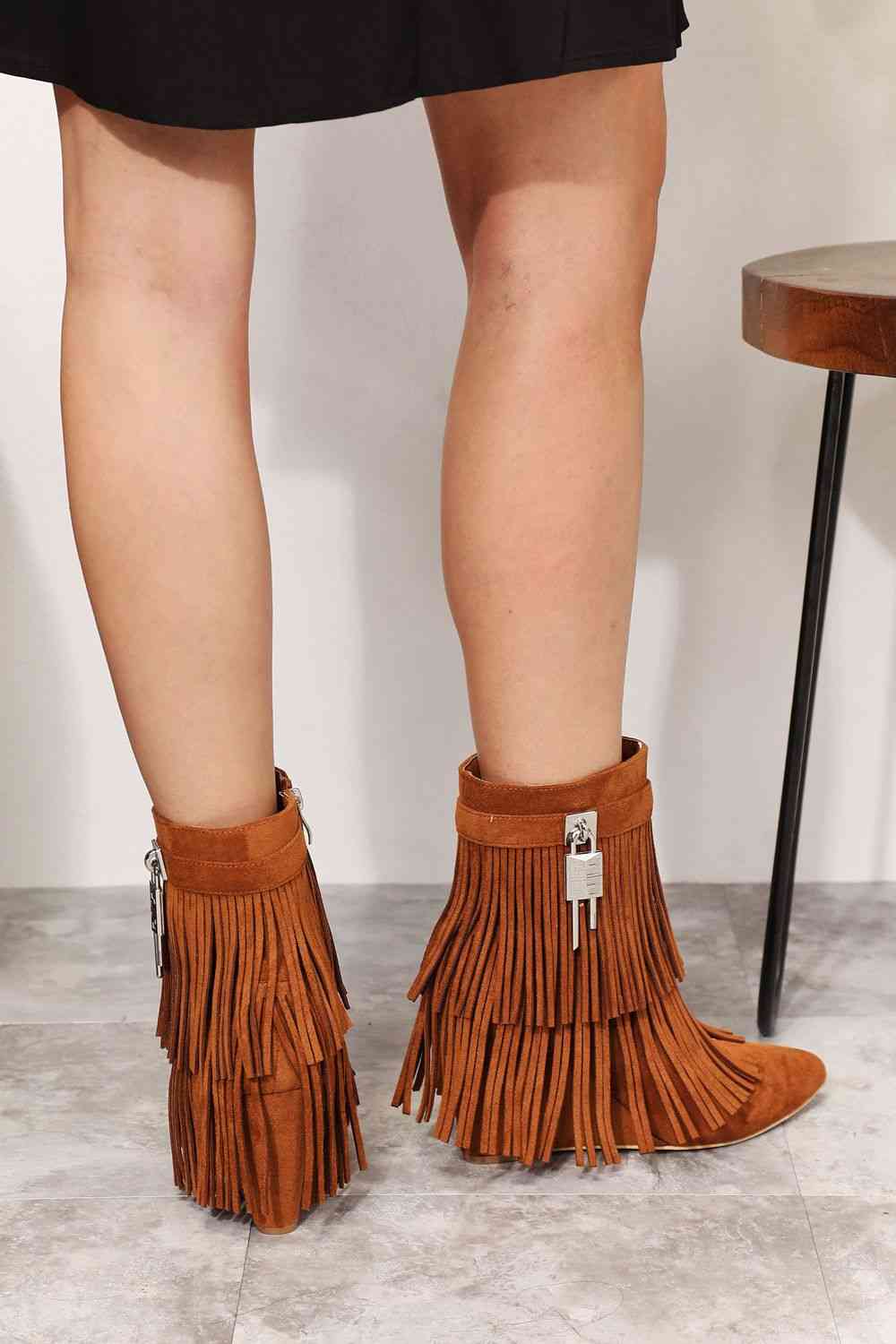 Legend Women's Tassel Wedge Heel Ankle Booties - Ladyez