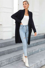 Open Front Pocketed Cardigan - Ladyez