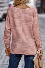 Texture Round Neck Long Sleeve Top - Ladyez