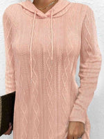 Drawstring Hooded Sweater Dress - Ladyez