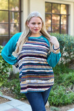 Celeste Design Full Size Striped Long Sleeve Top - Ladyez