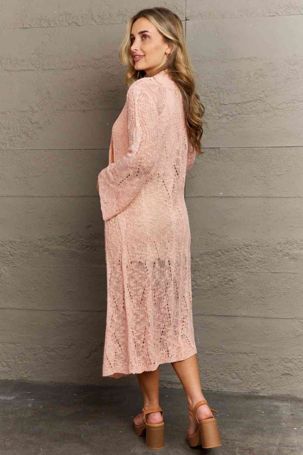 POL You Make Me Blush Open Front Maxi Cardigan - Ladyez