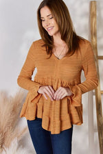 Hailey & Co Full Size V-Neck Flounce Sleeve Blouse - Ladyez