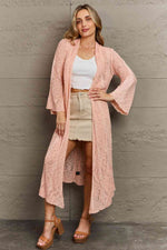 POL You Make Me Blush Open Front Maxi Cardigan - Ladyez