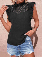 Swiss Dot Butterfly Sleeve Top - Ladyez