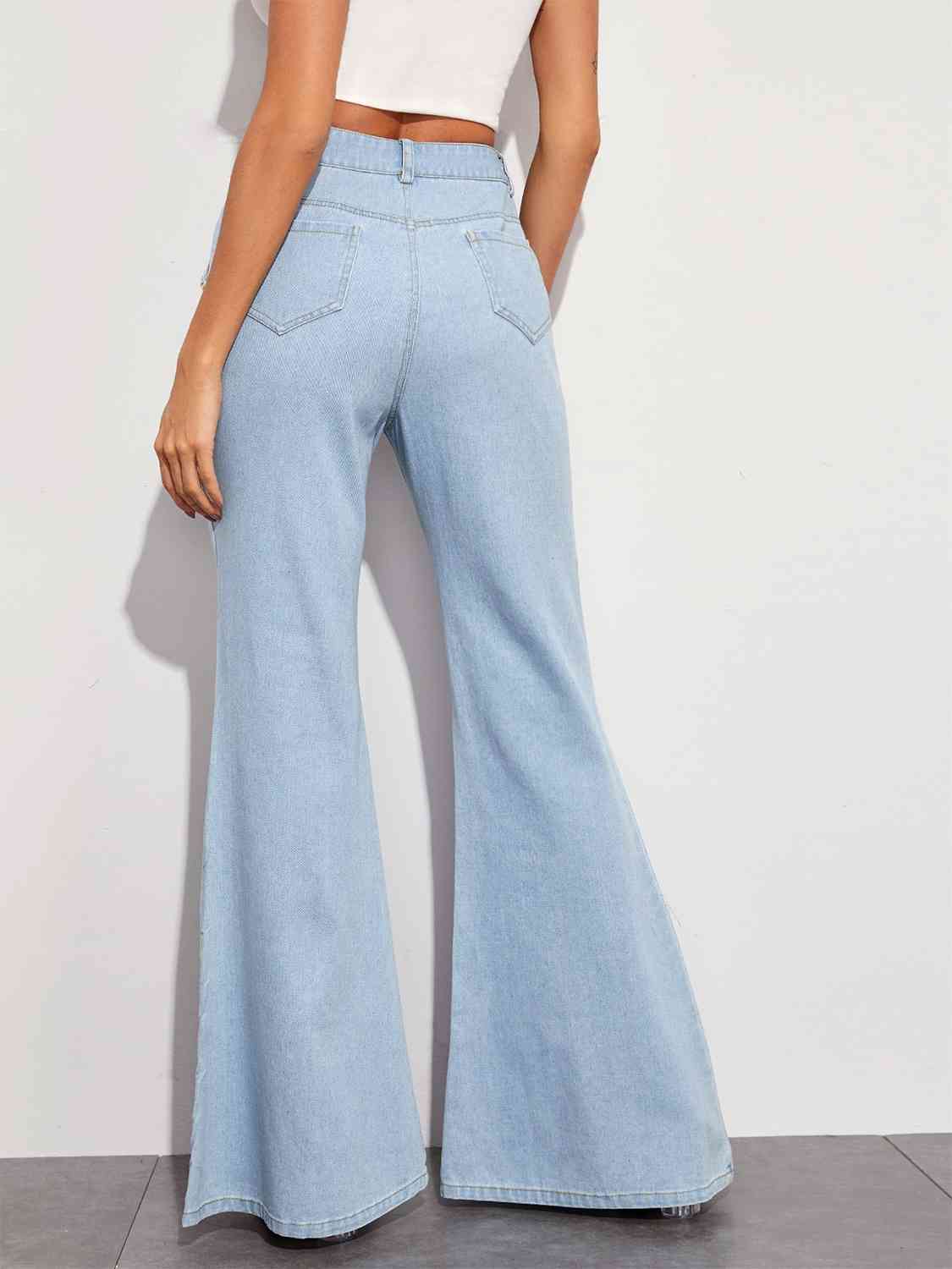 Button Fly Wide Leg Jeans - Ladyez
