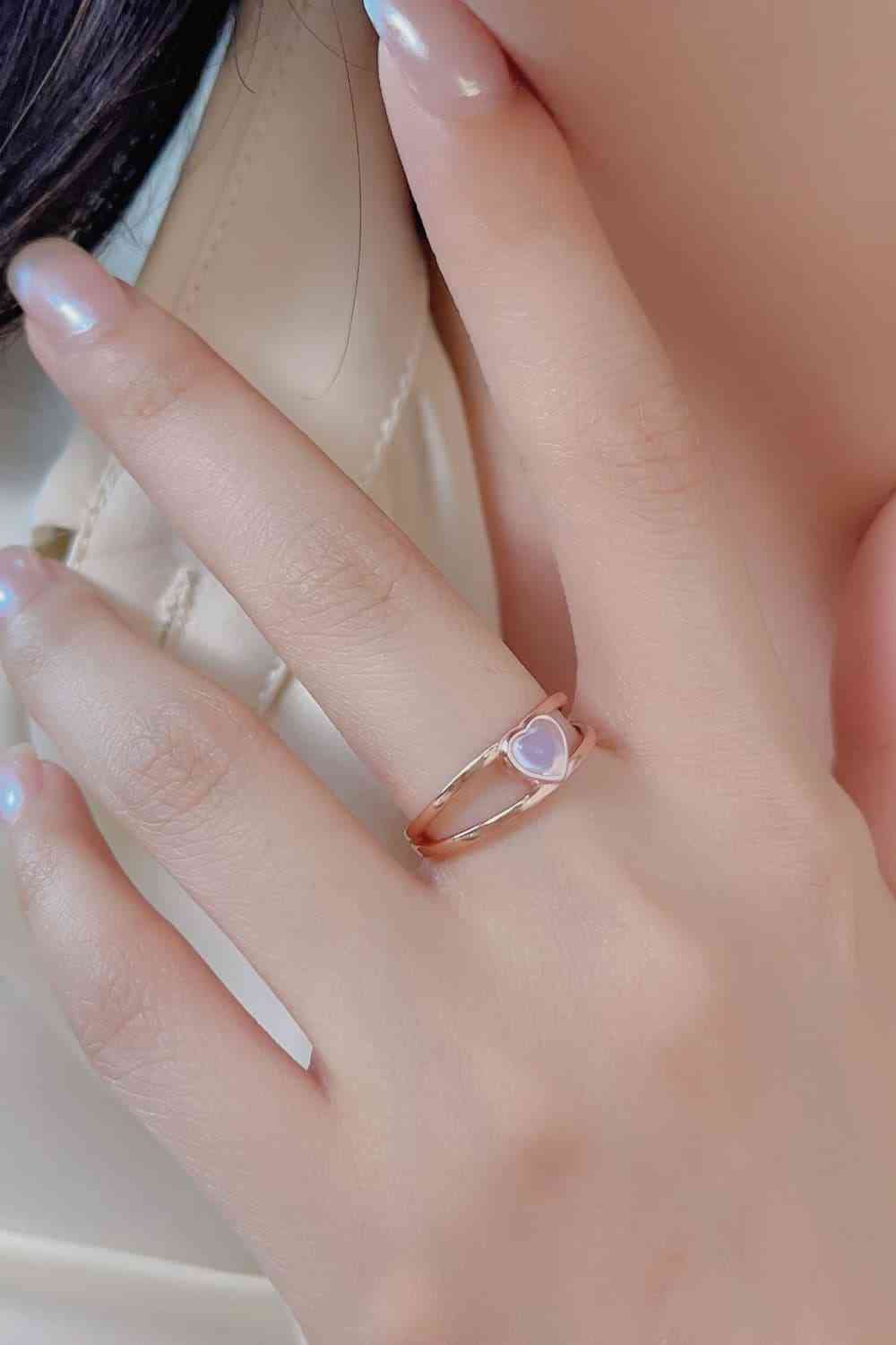 Moonstone Heart 925 Sterling Silver Ring - Ladyez