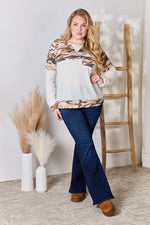 Hailey & Co Full Size Printed Round Neck Blouse - Ladyez