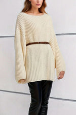 Boat Neck Dropped Shoulder Mini Sweater Dress - Ladyez