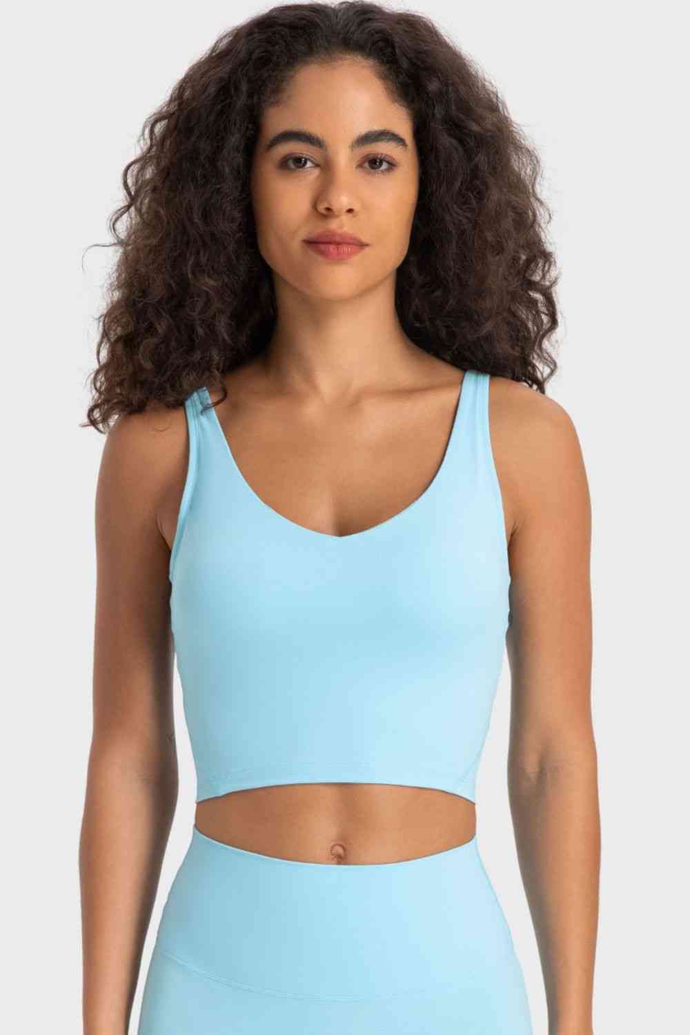 Deep V-Neck Crop Sports Bra - Ladyez